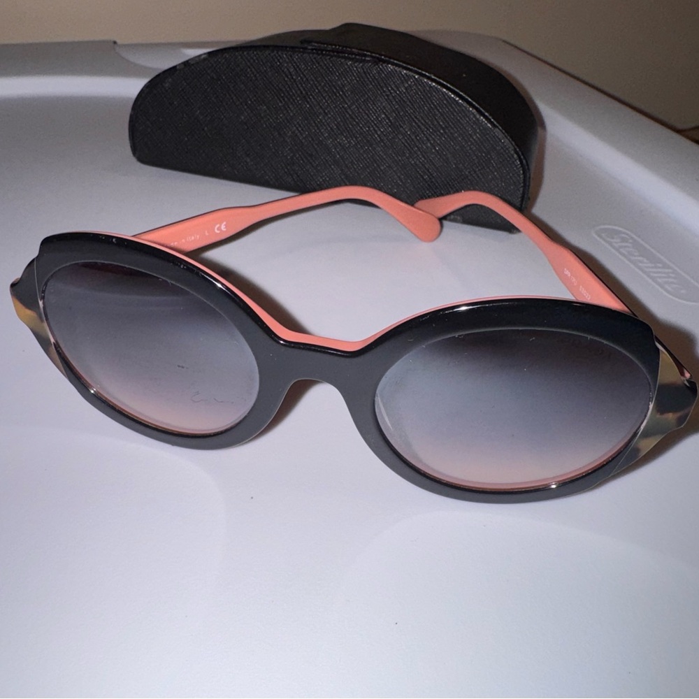 Prada Black and Pink Tortoise Round Sunglasses - Picture 4 of 10
